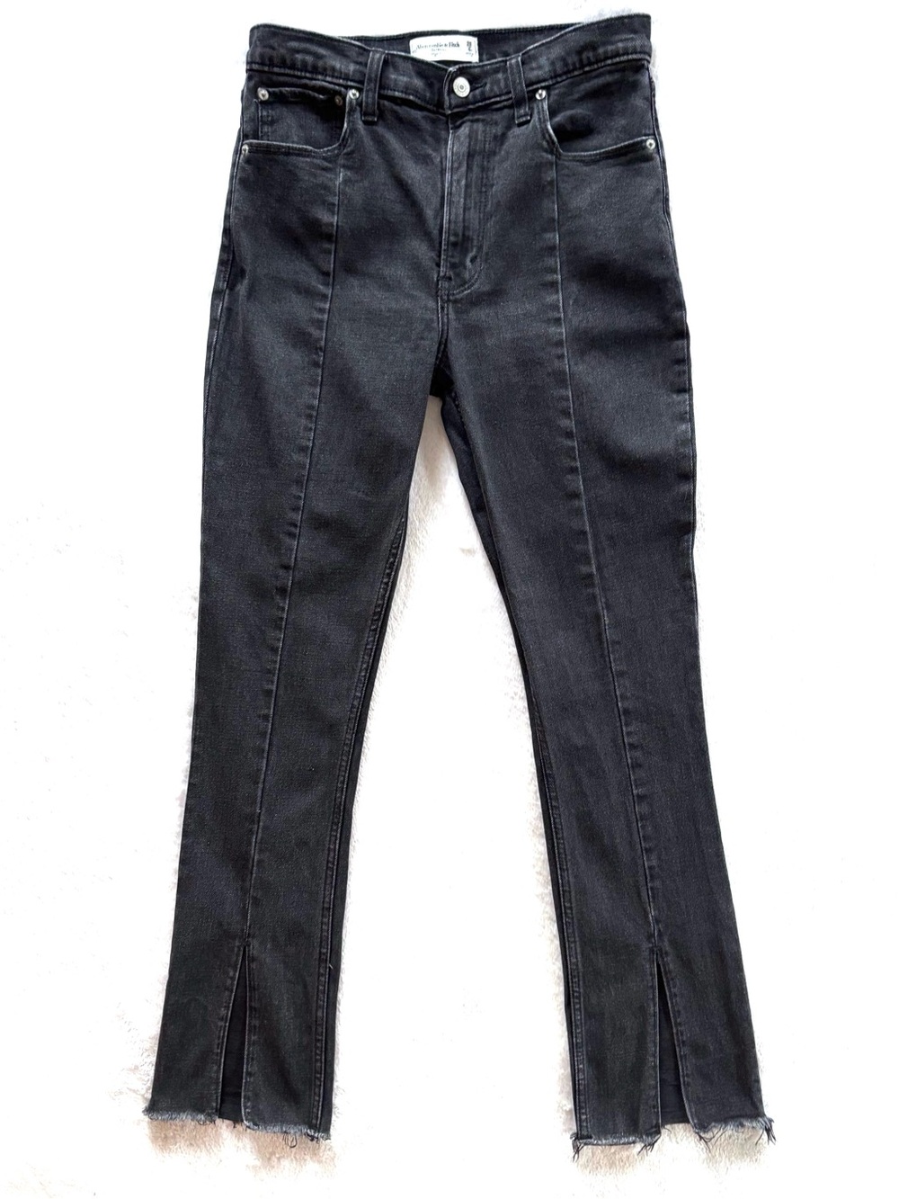 Abercrombie & Fitch Skinny High Rise Split Ankle Hem Jeans, Black, Size 28/6S